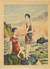 DESIGNER UNKNOWN. [4 BATHING BEAUTIES.] Group of 4 posters. Circa 1930s. Each 21x15 inches, 53x40 cm.